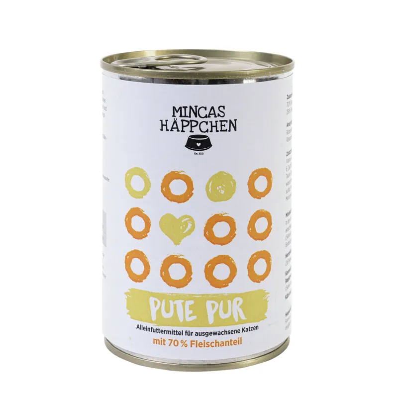 Super-Preis Sparpaket 6 x 400 g Mincas Häppchen Feine Pute Pur Katzen Nassfutter